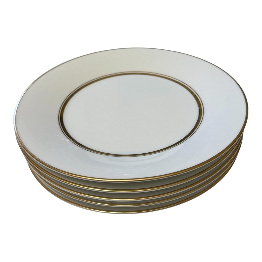 Vintage Noritake Gloria 6526 Salad Plates Set of 5 8" Gold Trim Japan